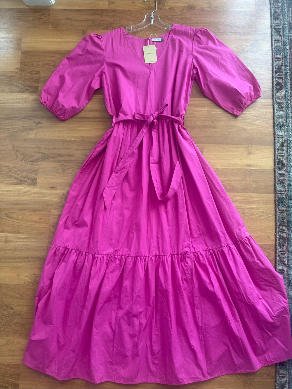 Fuchsia Maxi Dress with Belt - Women